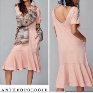 Anthropologie dusty peachy pink Midi Dress